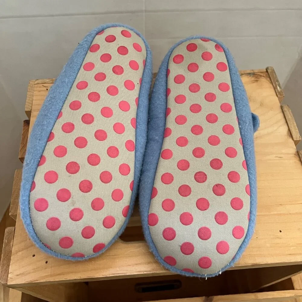 Mini Boden Girls Size 5 Blue Felt Fairy Design Faux Fur Lined Mary Jane Slippers